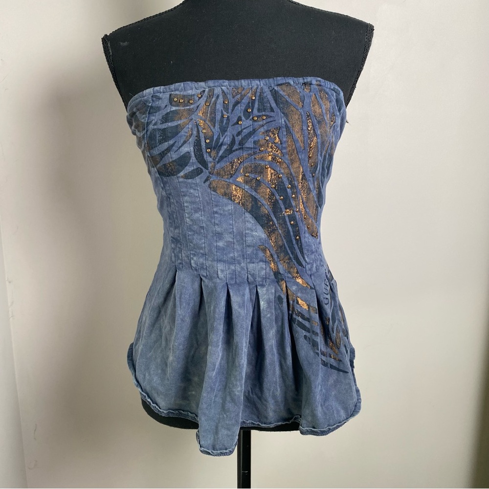 Guess Los Angeles vintage blue cotton tube top